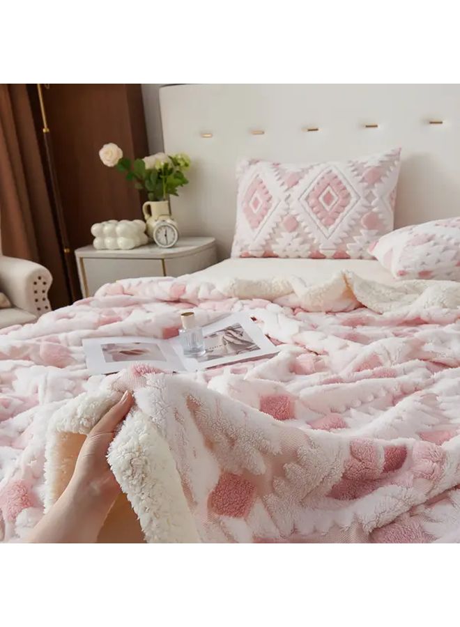 Soft Powder Bohemian Sherpa Flannel All Season Blanket 150x200cm Sofa Bed Travel Throw - Image 5